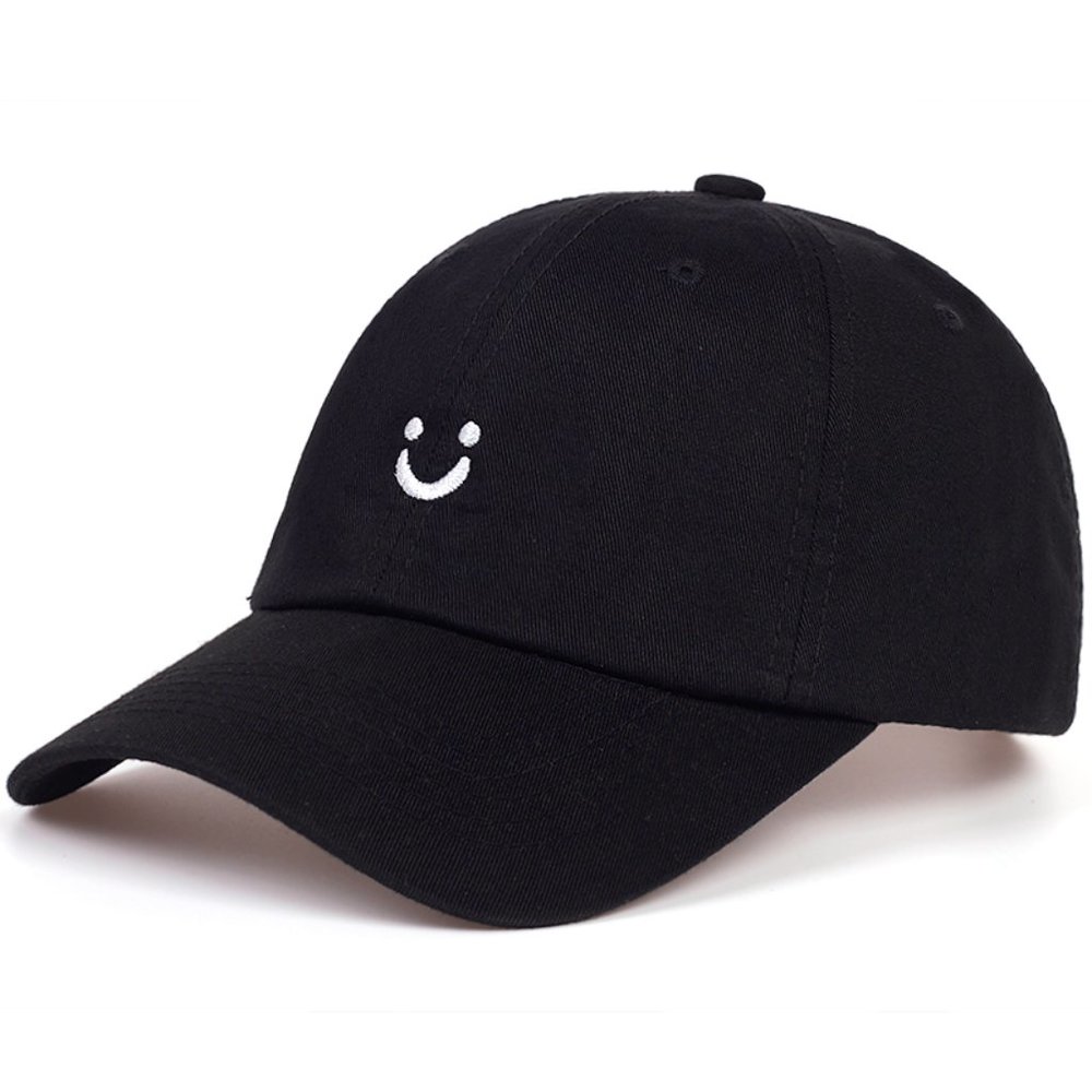 Cute Little Smiley Face Baseball Cap/Hat, Happy Black & White Good Vibes‎